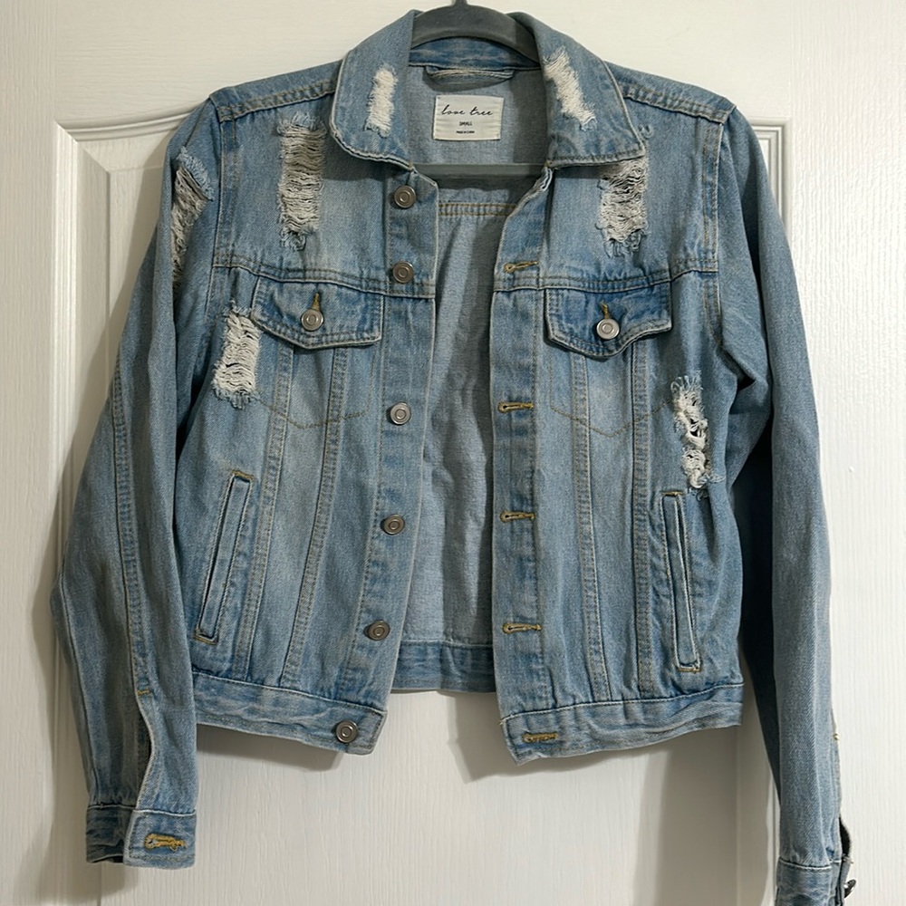 Light Wash Distressed Denim Jacket